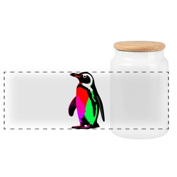 Pinguin - Panorama Keksdose mit Holzdeckel - Weiß - Vorne