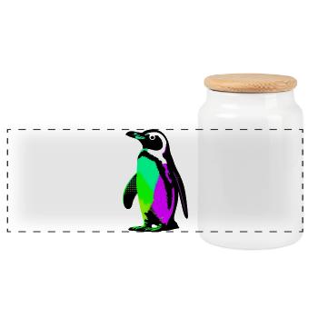 Pinguin - Panorama Keksdose mit Holzdeckel - Weiß - Vorne