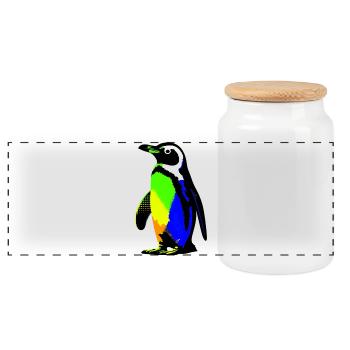 Penguin - Panoramic Cookie Jar with Wooden Lid - white - Front