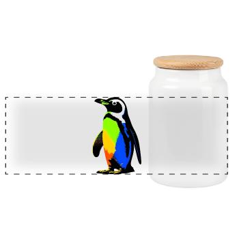 Pinguin - Panorama Keksdose mit Holzdeckel - Weiß - Vorne