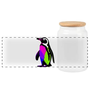 Penguin - Panoramic Cookie Jar with Wooden Lid - white - Front
