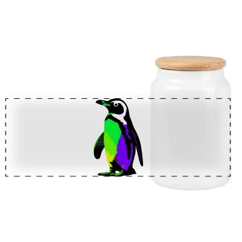 Penguin - Panoramic Cookie Jar with Wooden Lid - white - Front