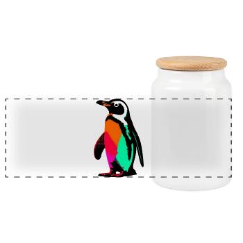 Pinguin - Panorama Keksdose mit Holzdeckel - Weiß - Vorne