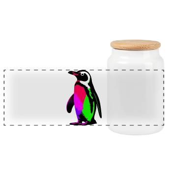 Pinguin - Panorama Keksdose mit Holzdeckel - Weiß - Vorne