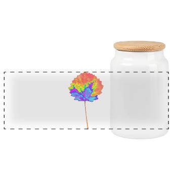 Arbre - Feuille ronde - Nature colorée - Boîte à biscuits avec couvercle en bois - blanc - Devant
