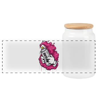 Bombe aérosol graffiti - Urban Street Art Design - Boîte à biscuits avec couvercle en bois - blanc - Devant