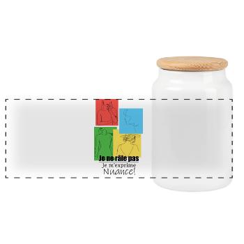 Je ne râle pas. Je m’exprime. Nuance ! - Boîte à biscuits avec couvercle en bois - blanc - Devant