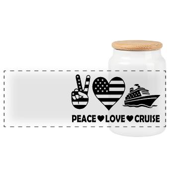 Peace Love Cruise USA Thème des vacances - Boîte à biscuits avec couvercle en bois - blanc - Devant