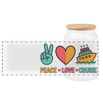 Peace Love Kreuzfahrt - Panorama Keksdose mit Holzdeckel - Weiß - Vorne