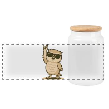 Rock’n’Hoot Hibou Bébé - Boîte à biscuits avec couvercle en bois - blanc - Devant
