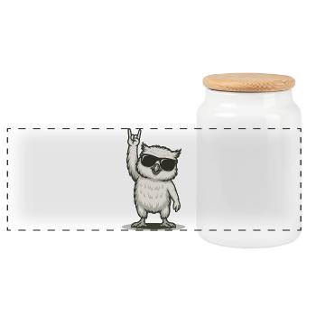 Uhu en métal - Boîte à biscuits avec couvercle en bois - blanc - Devant
