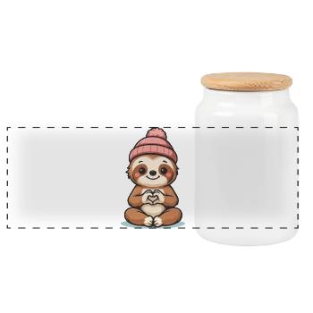 Amour de paresseux douillet - Boîte à biscuits avec couvercle en bois - blanc - Devant