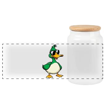 Duck - Panoramic Cookie Jar with Wooden Lid - white - Front