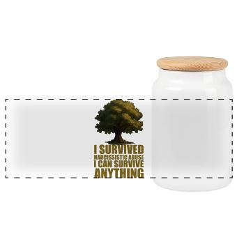 Resilient Tree of Survival Design - Panoramic Cookie Jar with Wooden Lid - white - Front