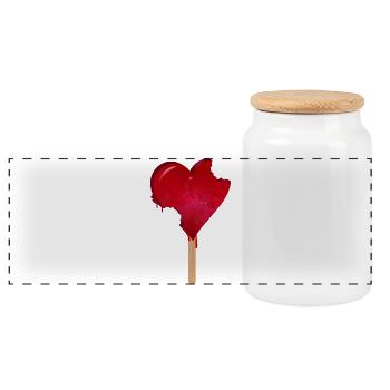 Glace au cœur rouge avec morsure - Boîte à biscuits avec couvercle en bois - blanc - Devant