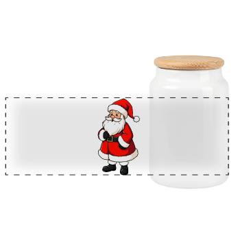 Père Noël - Boîte à biscuits avec couvercle en bois - blanc - Devant