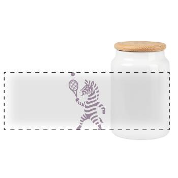 Minimalist Zebra Tennis Player Silhouette - Panoramic Cookie Jar with Wooden Lid - white - Front