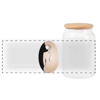 Elegante Frauensilhouette – stilvoll & ruhig - Panorama Keksdose mit Holzdeckel - Weiß - Vorne