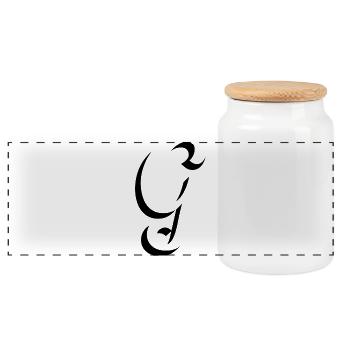 Letter G, name, the letter G - Panoramic Cookie Jar with Wooden Lid - white - Front
