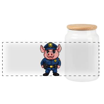Schweine Polizei - Panorama Keksdose mit Holzdeckel - Weiß - Vorne