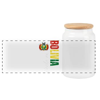 Hergestellt in Bolivien, vertikales Design - Panorama Keksdose mit Holzdeckel - Weiß - Vorne