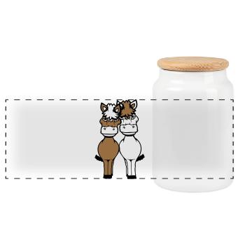 2 Chevaux Homme Femme Amoureux Amis Amour Équipe - Boîte à biscuits avec couvercle en bois - blanc - Devant