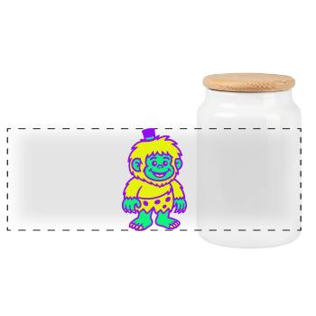 Guy with a hat - Panoramic Cookie Jar with Wooden Lid - white - Front