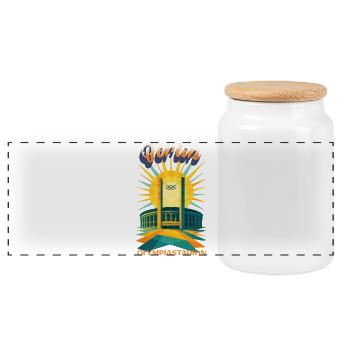 Olympiastadion Berlin Urban Retro Dreams Shirt  - Panorama Keksdose mit Holzdeckel - Weiß - Vorne