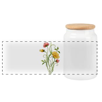 Flowers - Panoramic Cookie Jar with Wooden Lid - white - Front
