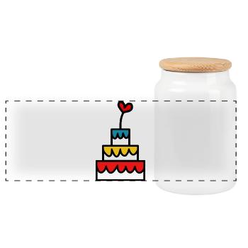 KUCHEN. ALLES GUTE ZUM GEBURTSTAG. ALLES GUTE ZUM JAHRESTAG - Panorama Keksdose mit Holzdeckel - Weiß - Vorne