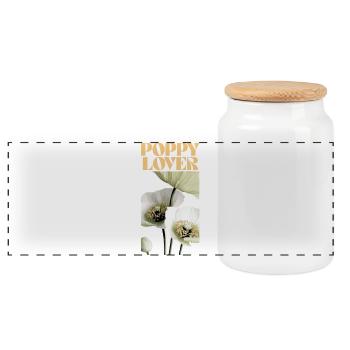 Mohnliebhaber Botanisches Blumendesign - Panorama Keksdose mit Holzdeckel - Weiß - Vorne