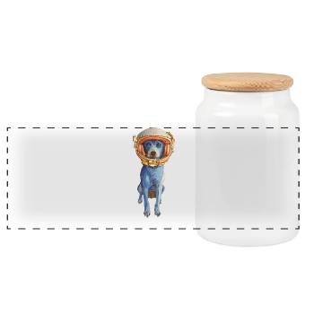 Laly Blue Astronaute en Casque Spatiale - Boîte à biscuits avec couvercle en bois - blanc - Devant