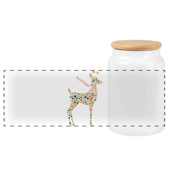 Renne de Noël - Illustration de points colorés. - Boîte à biscuits avec couvercle en bois - blanc - Devant