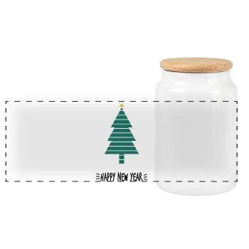 SAPIN. BONNE ANNEE. SAINT SYLVESTRE - Boîte à biscuits avec couvercle en bois - blanc - Devant