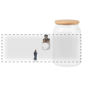 T-shirt de poche teckel - Boîte à biscuits avec couvercle en bois - blanc - Devant
