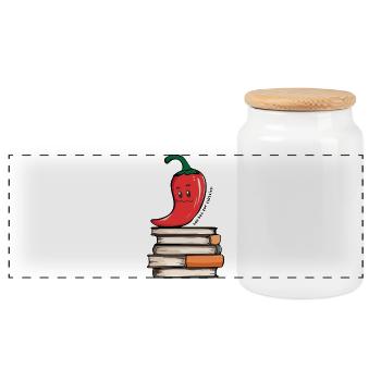 Hot Reads | Funny Chili BookTok Design - Panorama Keksdose mit Holzdeckel - Weiß - Vorne