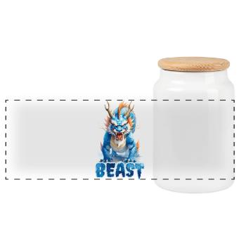 Dragon gardien légendaire | 6Kx9K 54MP - Boîte à biscuits avec couvercle en bois - blanc - Devant