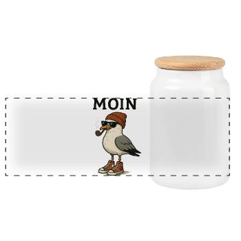 Moin Seagull Pygargue à queue blanche avec accessoires de style urbain - Boîte à biscuits avec couvercle en bois - blanc - Devant
