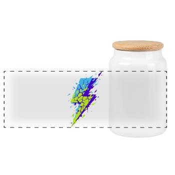 Éclair fractal au néon - Boîte à biscuits avec couvercle en bois - blanc - Devant