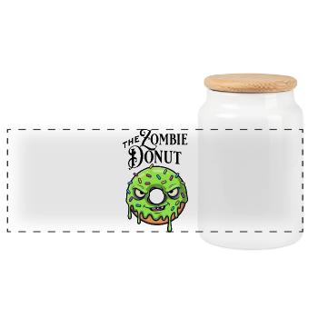 Zombie donut - Panoramic Cookie Jar with Wooden Lid - white - Front