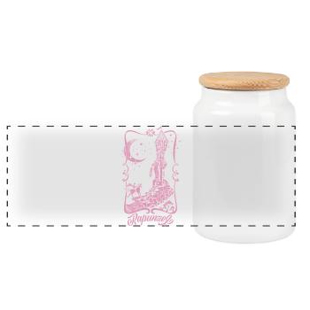 Rapunzel Tower Pink Silhouette - Panoramic Cookie Jar with Wooden Lid - white - Front