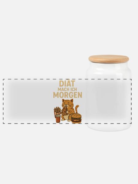 Diät mache ich morgen - Panorama Keksdose mit Holzdeckel - Weiß