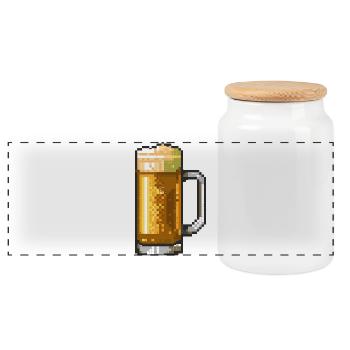 Chope de bière Pixel Art - Boîte à biscuits avec couvercle en bois - blanc - Devant
