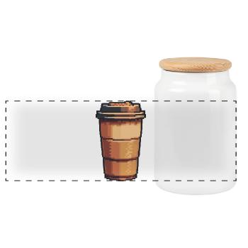 Pixel Kaffeebecher Kunst - Panorama Keksdose mit Holzdeckel - Weiß - Vorne