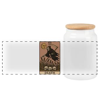 Halloween Spooky Season Death Card Design - Boîte à biscuits avec couvercle en bois - blanc - Devant