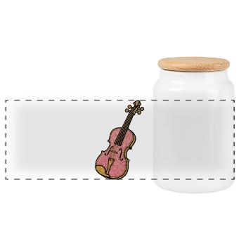 Violon à paillettes roses | Premier violon de l’orchestre - Boîte à biscuits avec couvercle en bois - blanc - Devant