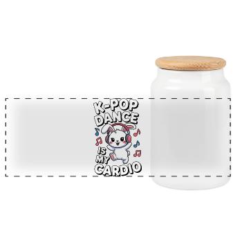K-Pop Dance Funny Korea - Panoramic Cookie Jar with Wooden Lid - white - Front