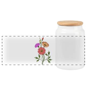 Fleur - Boîte à biscuits avec couvercle en bois - blanc - Devant