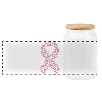 Pink Celtic Ribbon with Bow - Panoramic Cookie Jar with Wooden Lid - white - Front
