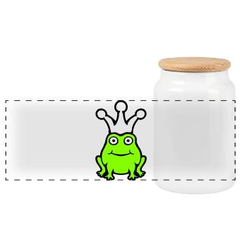 Frosch König Krone lustig süß Comic Froschkönig - Panorama Keksdose mit Holzdeckel - Weiß - Vorne